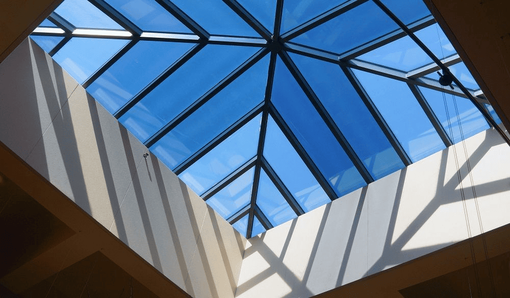 Bright commercial skylight installation by Horizon Glass, enhancing natural light in Colorado