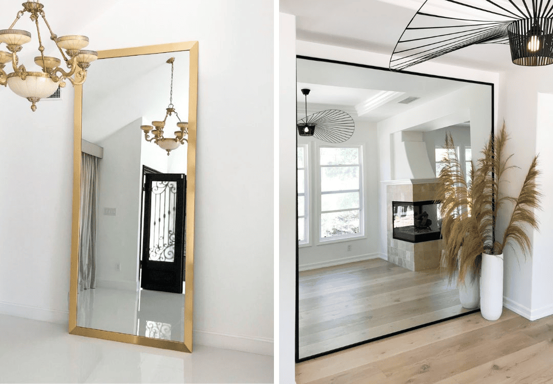 Stylish custom mirrors created by Horizon Glass near me, showcasing elegant designs in a modern home setting.