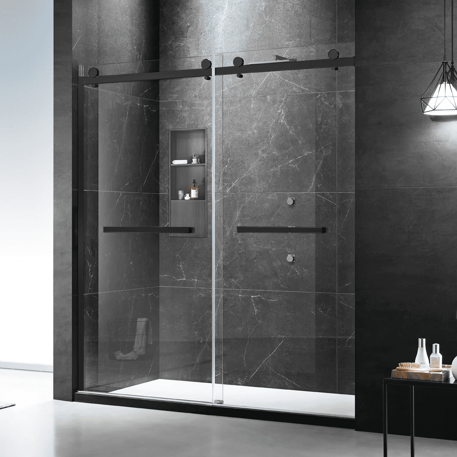 Modern glass shower doors by Horizon Glass in Colorado for an elegant bathroom look