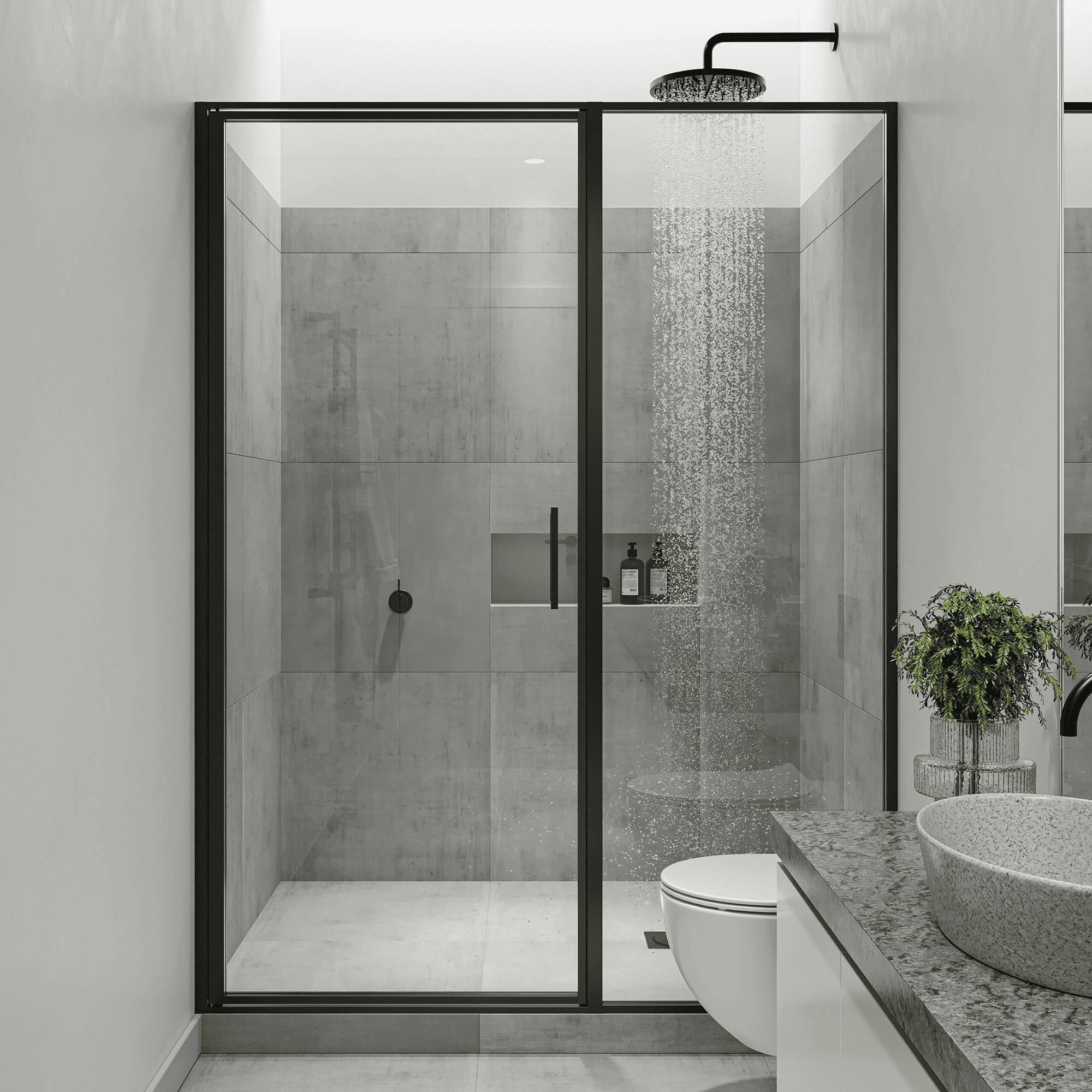 Modern shower doors installed by Horizon Glass in Colorado, enhancing bathroom design near me